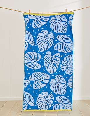 Pure Cotton Tropical Leaf Beach Towel