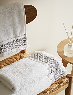 Pure Cotton Aztec Border Towel