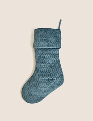 Teal Velvet Tree Stocking