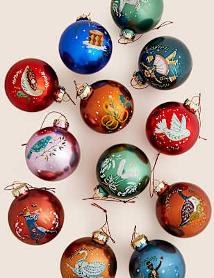 12 Days of Christmas Glass Baubles