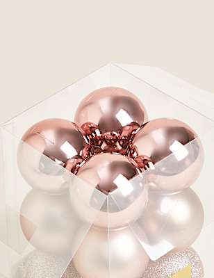 12pk Rose Gold Shatterproof Baubles
