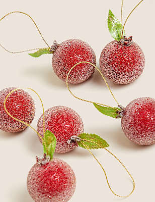 6pk Frosted Fruit Baubles