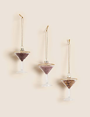 3pk Cocktail Glass Hanging Decorations