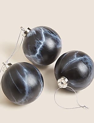 3pk Marbled Ceramic Baubles