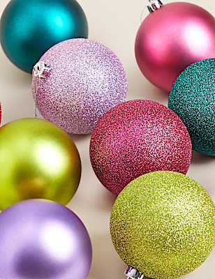 10pk Large Multicoloured Shatterproof Baubles