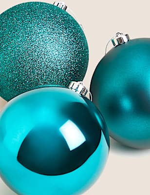 3pk Extra Large Matt & Glitter Baubles