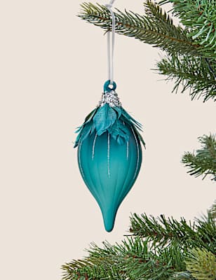 Feather Embellished Glass Bauble