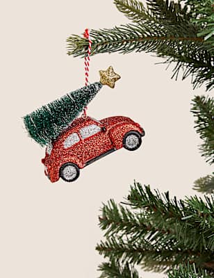 Red Glitter Hanging Car Decoration