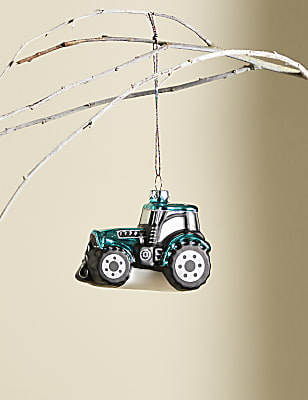 Glass Tractor Hanging Decoration