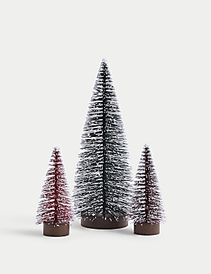 3pk Bristle Tree Decorations