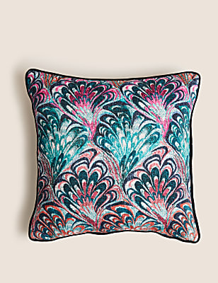Pure Cotton Velvet Fan Print Cushion