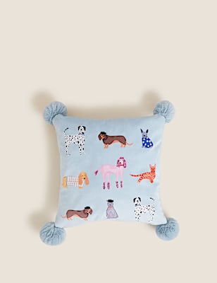 Velvet Dog Print Small Cushion