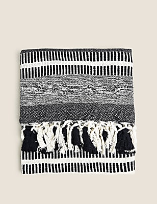 Cotton Rich Woven Monochrome Stripe Throw