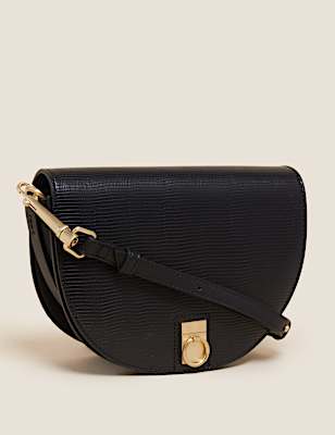 Faux Leather Saddle Cross Body Bag