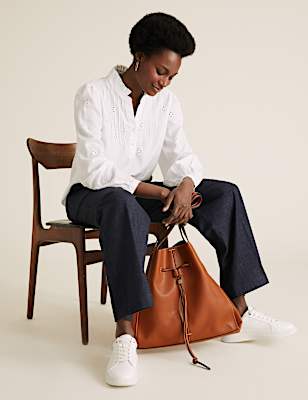 Faux Leather Drawstring Tote Bag