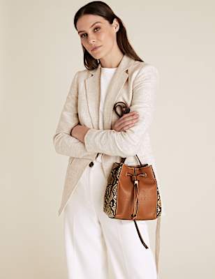Faux Leather Drawstring Cross Body Bag
