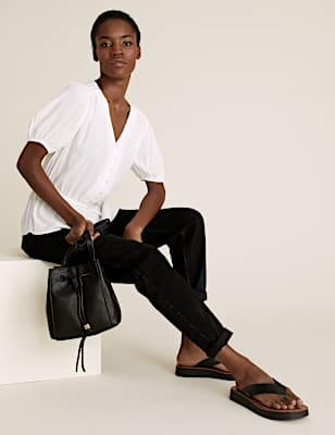 Faux Leather Drawstring Cross Body Bag