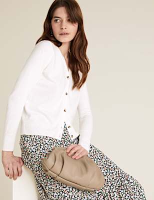 Faux Leather Ruched Clutch Bag