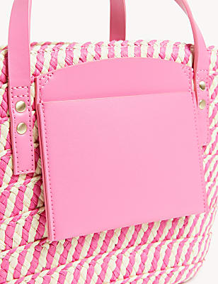 Straw Drawstring Tote Bag