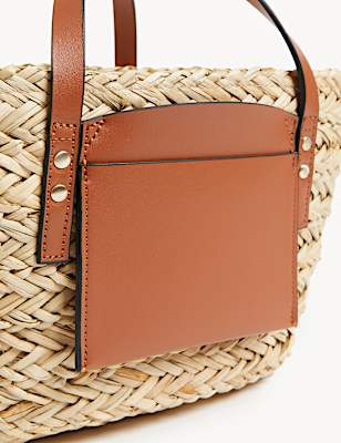 Straw Drawstring Tote Bag