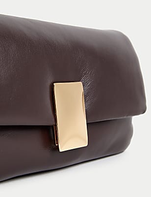 Faux Leather Puffy Baguette Bag