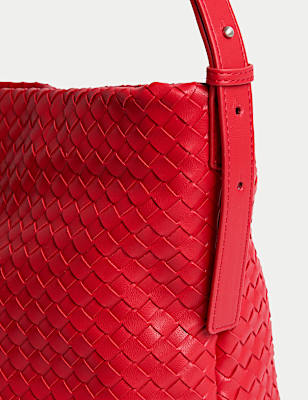 Faux Leather Woven Shoulder Strap