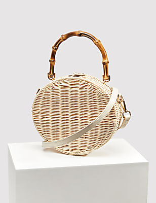 Rattan Top Handle Grab Bag
