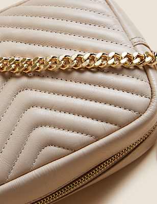 Leather Quilted Camera Cross Body Bag