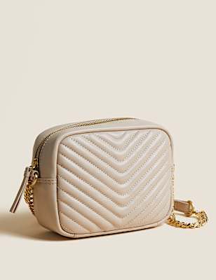 Leather Quilted Camera Cross Body Bag
