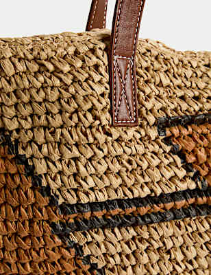 Striped Straw Tote Bag