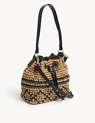Straw Duffle Cross Body Bag