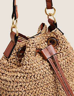 Straw Duffle Cross Body Bag