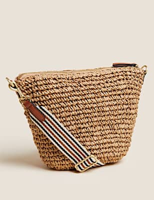 Straw Sling Cross Body Bag