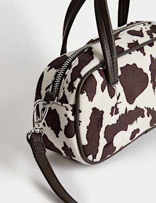 Suedette Mini Bowler Cross Body Bag