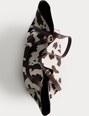 Suedette Animal Print Slouchy Tote Bag