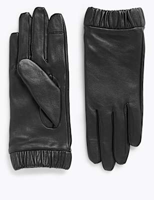 Leather Touchscreen Cuffed Gloves