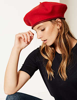 Pure Wool Trim Felt Beret