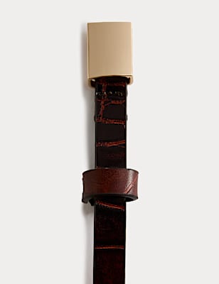 Leather Skinny Lizard Effect Jeans Belt