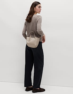 Faux Leather Pinched Mini Tote Bag