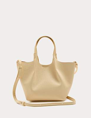 Faux Leather Pinched Mini Tote Bag