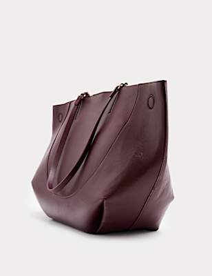 Faux Leather Stitch Detail Tote Bag