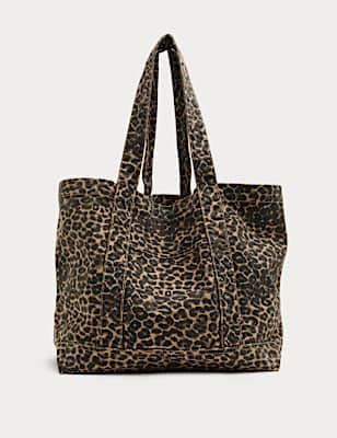 Canvas Leopard Print Tote Bag