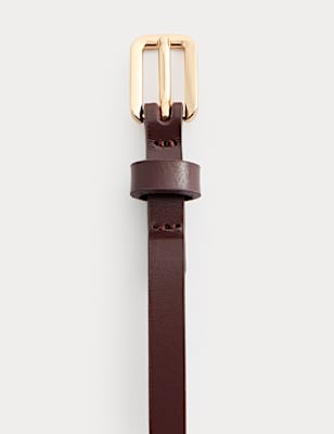 Leather Skinny Buckle Belt