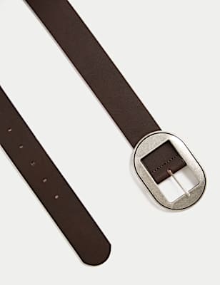 Leather Wide Buckle Jeans Belt