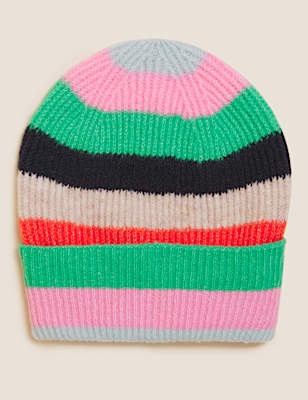 Knitted Striped Beanie Hat