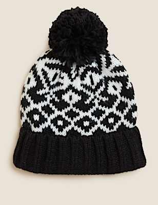 Knitted Fair Isle Pom Hat