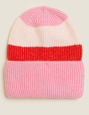 Knitted Rib Turn Up Beanie Hat