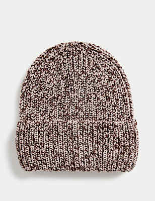 Knitted Chunky Turn Up Beanie Hat