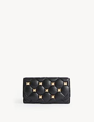 Leather Studded Foldover Purse