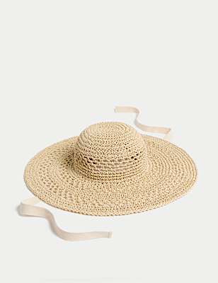 Wide Brim Open Weave Hat